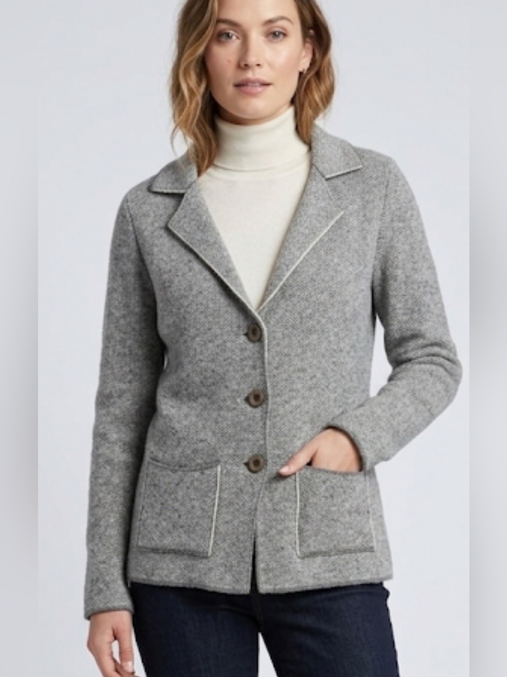 Cocogio Made in Italy Gray & Cream Cardigan Blazer M